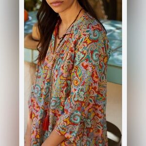 Roller Rabbit 100% Cotton Paisley Blouse – XS, Excellent Condition